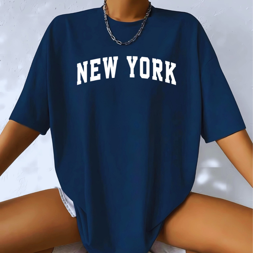 Camisa feminina New York Oversized Streetwear Brooklyn Lançamento Camiseta 100% Algodão