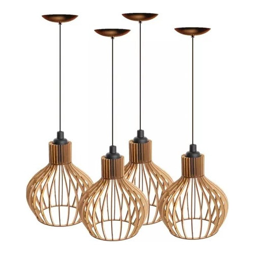 Kit 4 Luminária De Teto Coquinho Sala Cozinha Mdf (cru) em Oferta na Shopee