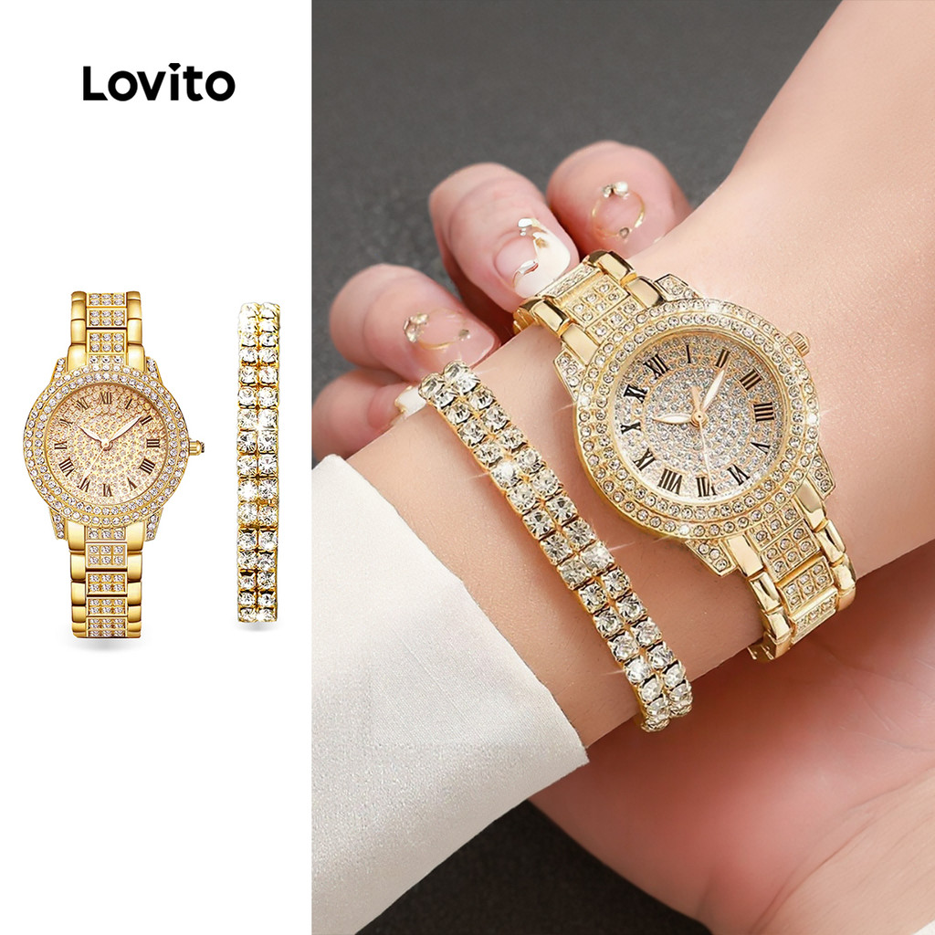 Relógio de pulso de luxo com diamantes completos, relógio de pulso feminino Gypsophila com corrente de aço pequeno mostr em Oferta na Shopee