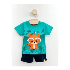 Conjunto Menino Camiseta e Bermuda Moletinho Guaxinim - Kyly