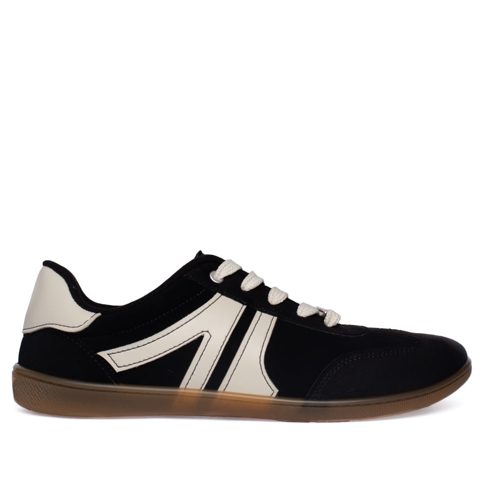 Tênis Feminino Moleca Nobuck Tunísia Preto/Branco