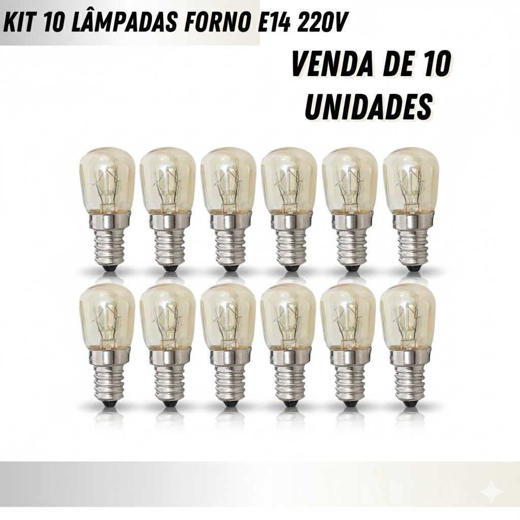 Lâmpada Pygmy E14 15W 220V para Geladeira Forno Fogão Micro-ondas Exaustor Coifa Resistente a Alta Temperatura