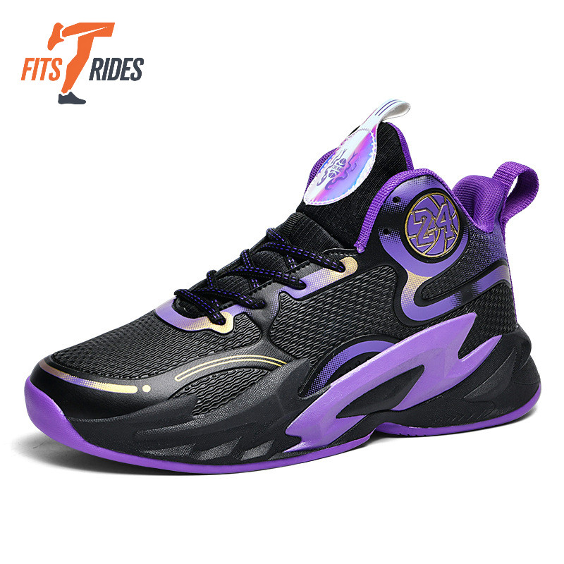 Tênis Basquete Roxo Preto Tênis de Vôlei Antiderrapante Masculino Feminino Prevenção de Colisões Choque