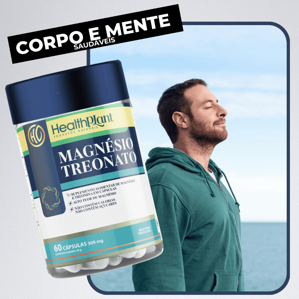 Treonato Magnésio L Treonato Puro 180 Capsulas 500mg Auxilia Na Memória e Sono