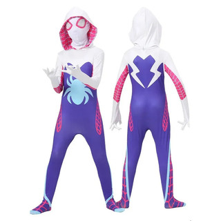 Adulto Crianças Gwen Stacy Traje Gwenstacy Cosplay Super-Herói Bodysuit Macacão Feminino Meninas Halloween Roupas De Nat