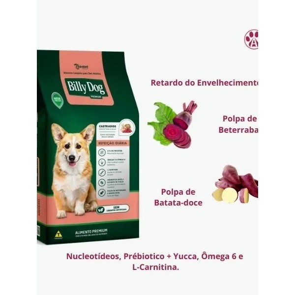 Ração Billy Dog Refeição Diária Castrado 10kg para todas as raças