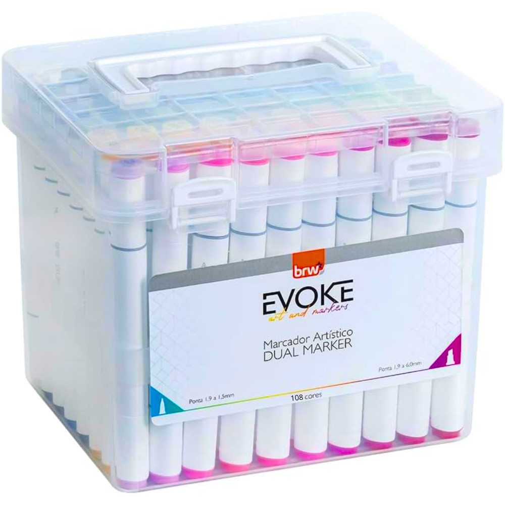 Canetinha Marcador Artístico Evoke Dual Marker Bobbie Goods BRW 108 Cores
