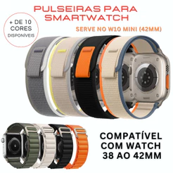 Pulseira Smartwatch Loop Trail Nylon Velcro Alpine Compatível 38mm 40mm 41mm 42mm W10 mini