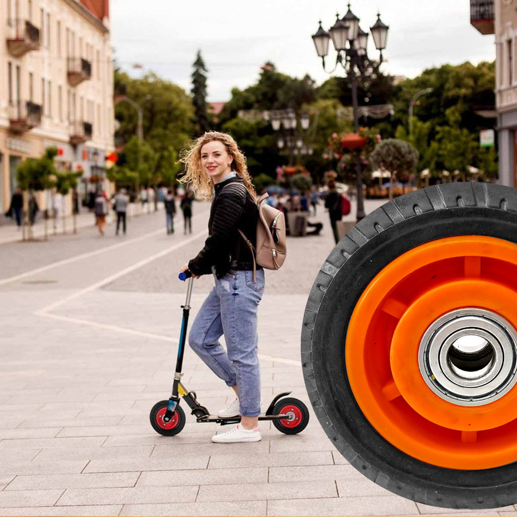 Roda De Borracha Maciça 5 Polegadas Para Patinete Elétrico Rolamento Duplo Roda em PU
