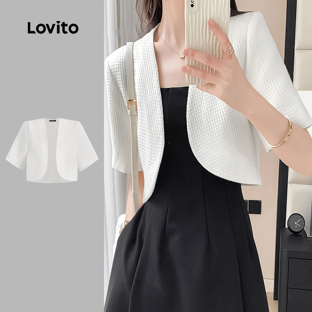 (NEW) Lovito Casual Blazer Simples Outono/inverno Blazer Branco para Mulheres L156AD182 em Oferta na Shopee
