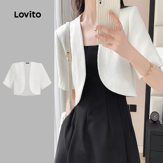 (Elegante) Lovito Blazer Simples Outono/inverno Blazer Branco para Mulheres L156AD182