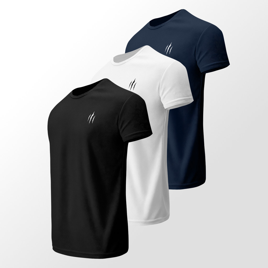 Kit 3 Camiseta Dry Fit Masculina Preta Academia Caminhada Fitness Casual Confortável Treino