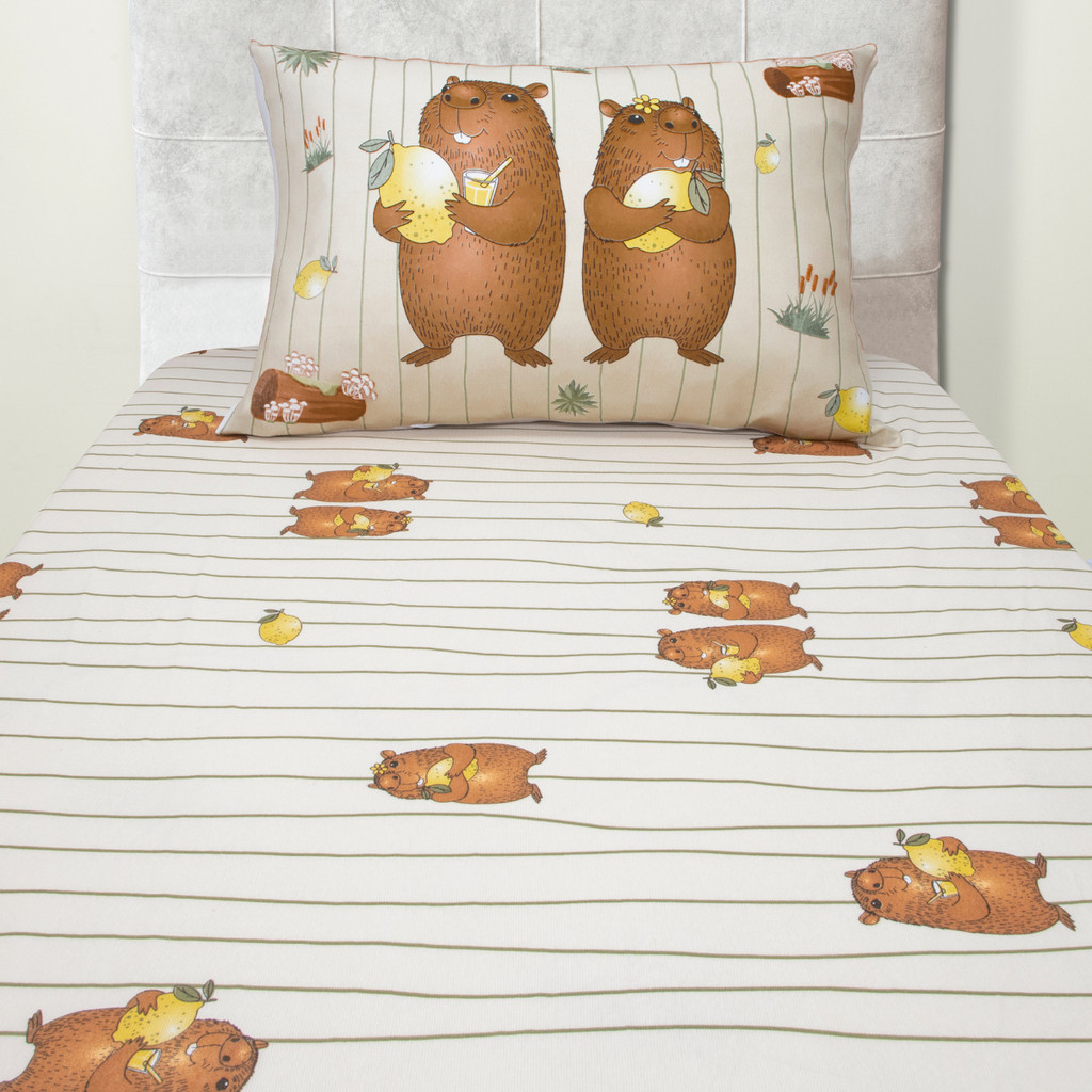 Jogo de Cama Solteiro Infantil Com Elástico 2 Peças Estampa Capivara Divertida em Oferta na Shopee