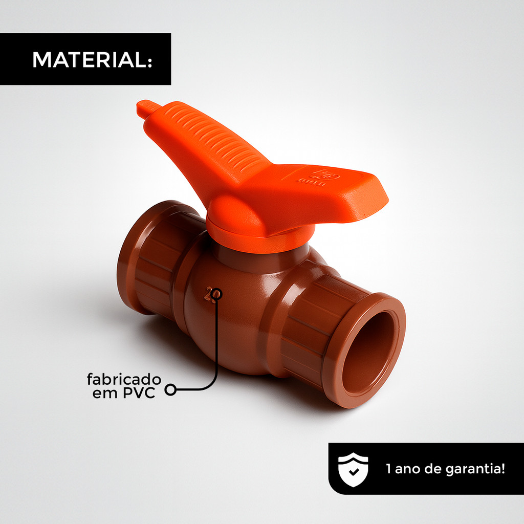 Registro de Esfera 20/25/32/40/50/60mm Soldável PVC Marrom