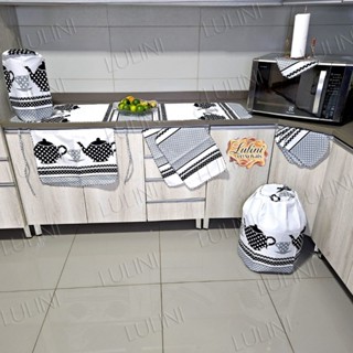 Jogo de Cozinha Completo Kit 10 Peças Estampado Casa Decoração Utensílios Lavável em Oferta na Shopee