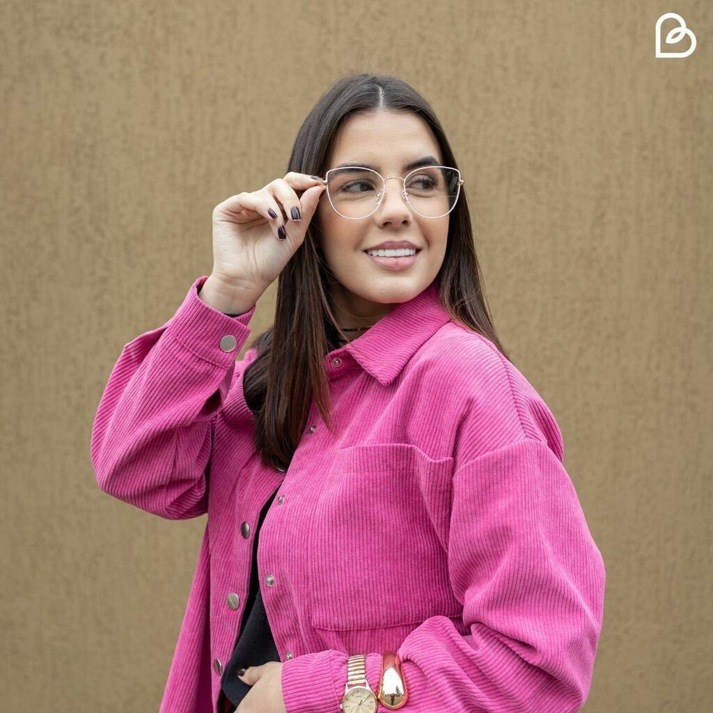 Armação Para Óculos De Grau Antonela Metal Branco Óticas Babi Design Fino Elegante Feminino