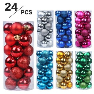 Enfeites de Bolas de Natal 24Pc Verde Colorido Inquebrável Decoração de Árvore de Natal Bola Suspensa de 3cm para Festa 
