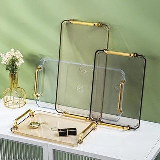 Bandeja Acrílico Transparente Elegante Resistente Multifuncional Sobremesas Organização Doces Bolos Sucos