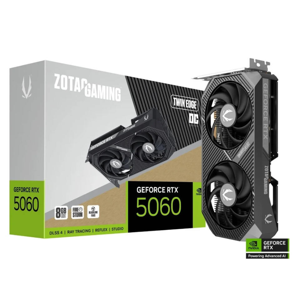 PLACA DE VIDEO GPU NV RTX5060 8GB TWIN EDGE OC GDDR7 128BITS ZOTAC ZT-B50600H-10M