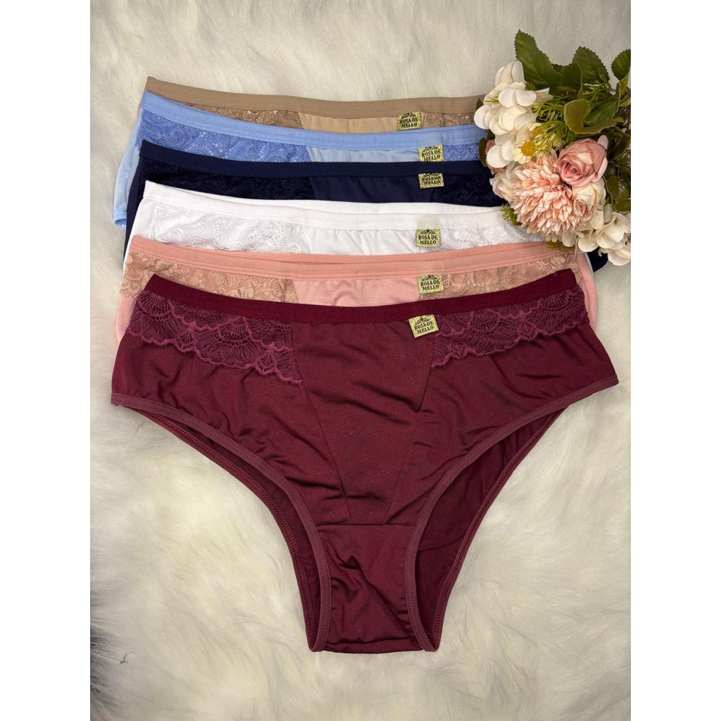 Kit 10 Calcinhas Conforto Plus Size Renda Tamanho 48 50 52 Elegante Feminina Adulto Forro Algodão em Oferta na Shopee