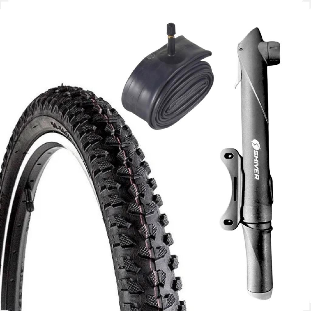 Pneu bicicleta Levorin Excess aro 26 x 1.95 banda leve + Camara bico grosso + Brinde Mini Bomba