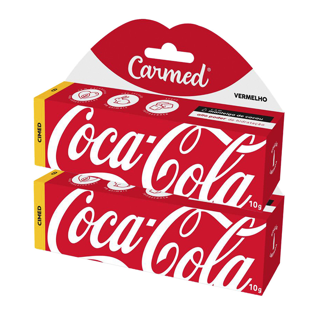Kit 2 Und Hidratante Labial Carmed Coca-Cola Vermelho 10g em Oferta na Shopee