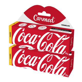 Kit 2 Und Hidratante Labial Carmed Coca-Cola Vermelho 10g
