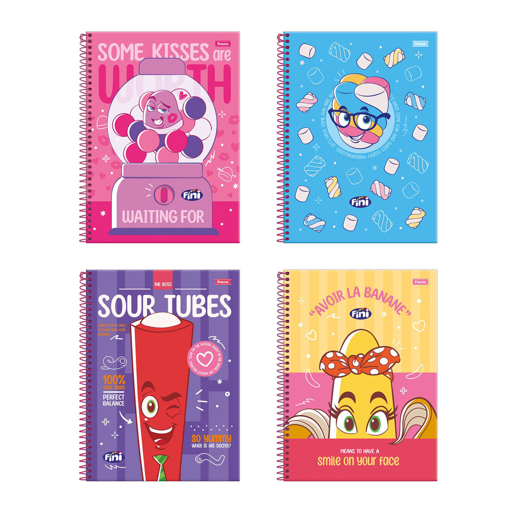 Caderno espiral capa dura universitário 1x1 80 folhas Fini Foroni em Oferta na Shopee