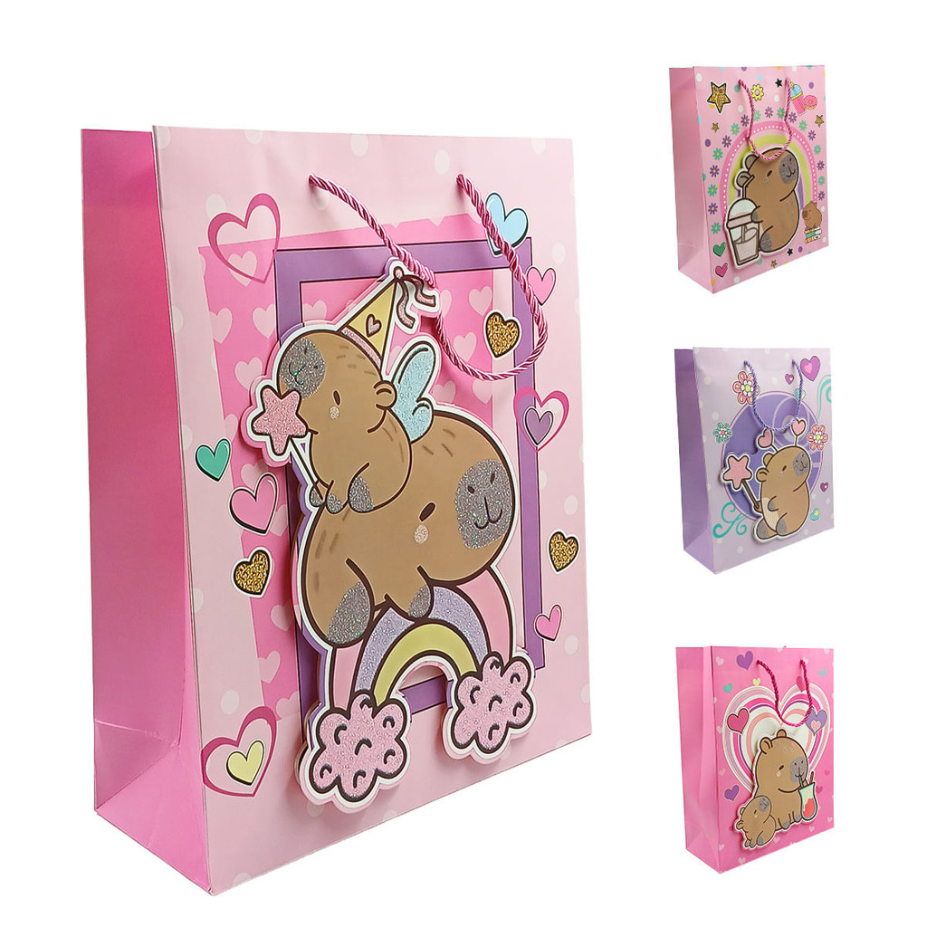 Sacola P/ Presente Capivara 26x32cm em Papel FWB em Oferta na Shopee