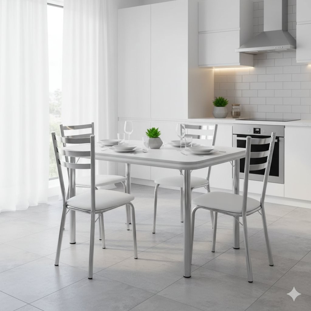 Conjunto para Sala de Jantar Gisele Cromado