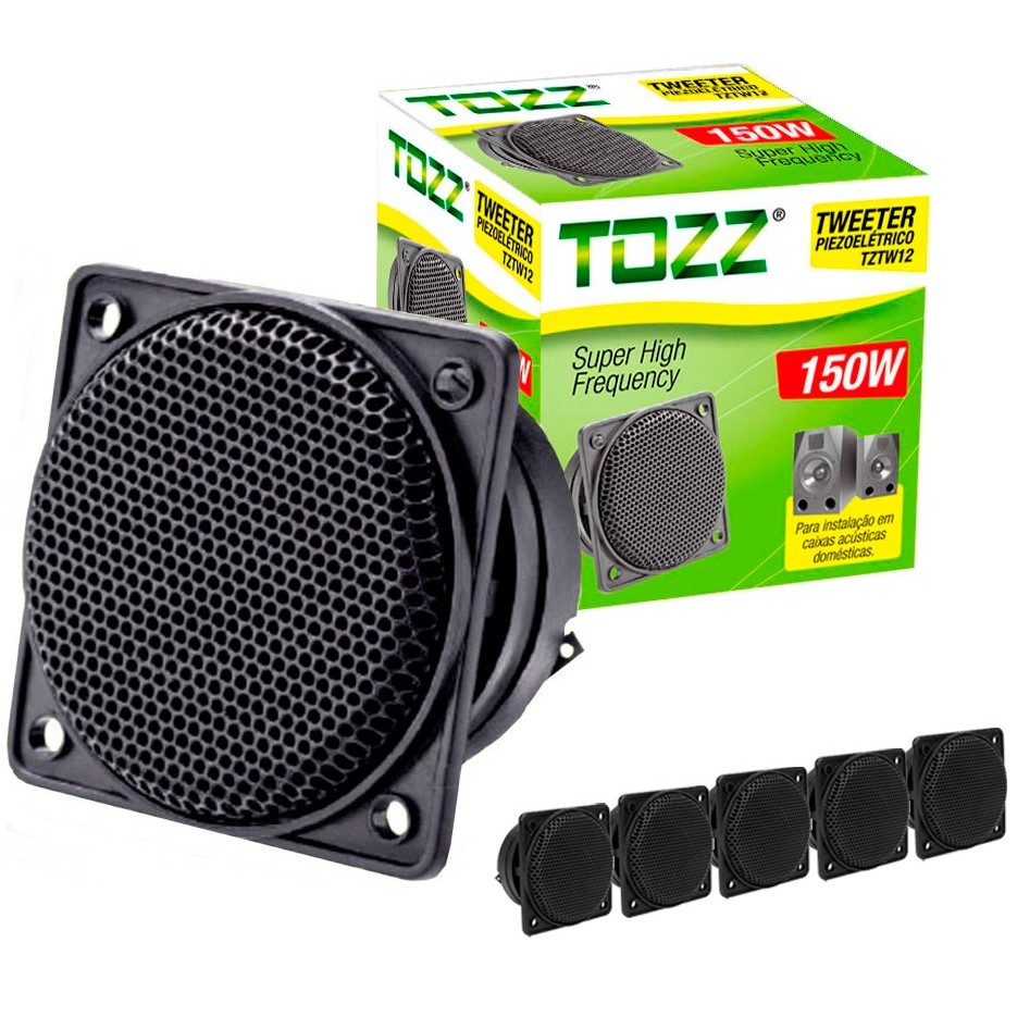 Kit C/5 Peças Tweeter Piezo Elétrico Quadrado 75rms Tozz em Oferta na Shopee
