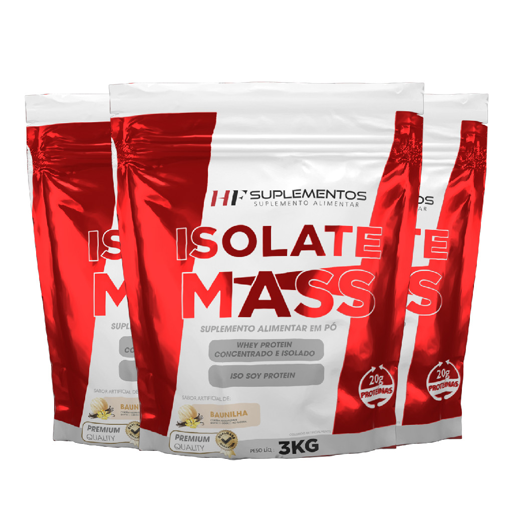 Hipercalórico Isolate Mass 3X 3kg Baunilha – Massa magra e performance intensa!