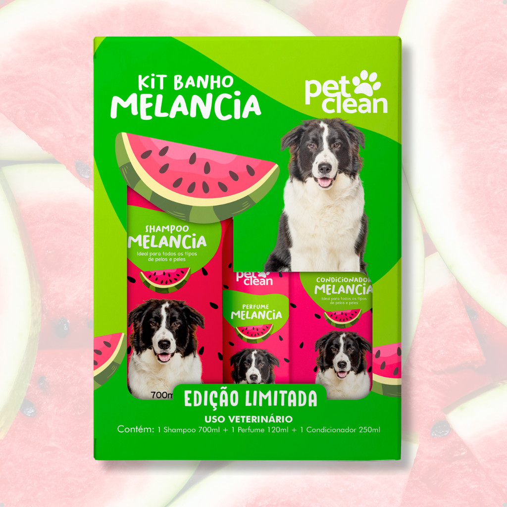 Kit Banho Pet Shop Shampoo Condicionador e Perfume para Cachorro e Gato Melancia Pet Clean em Oferta na Shopee