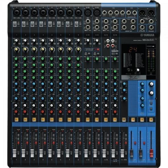 Mesa de Som Yamaha MG16XU Analógica 16 Canais Bivolt Preta