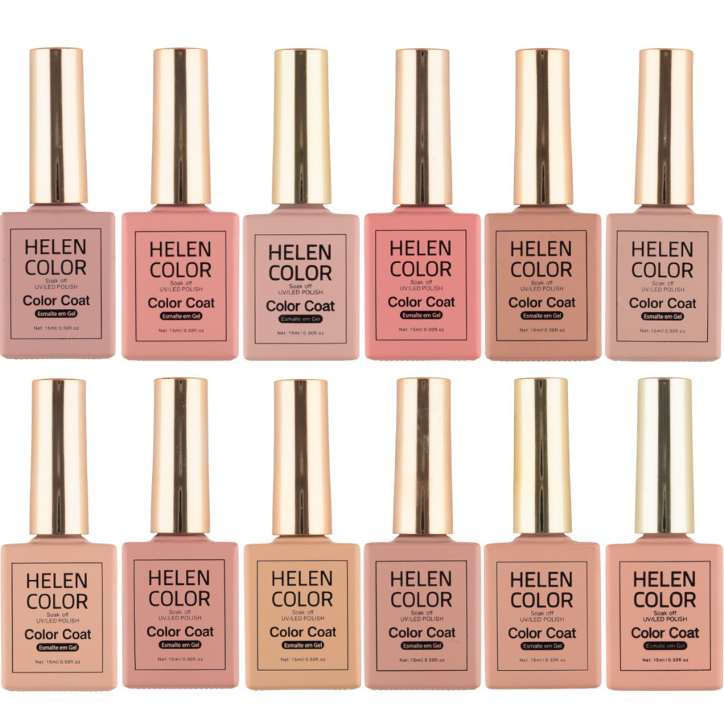 Esmalte em Gel Linha Premium Helen Color Esmalte Tons de Nude 15ml