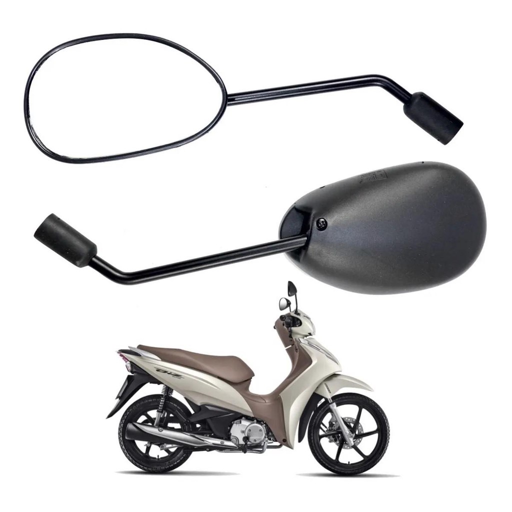 RETROVISOR BIZ 125 2018- MOD ORIGINAL PRETO (SLYCK) O PAR em Oferta na Shopee