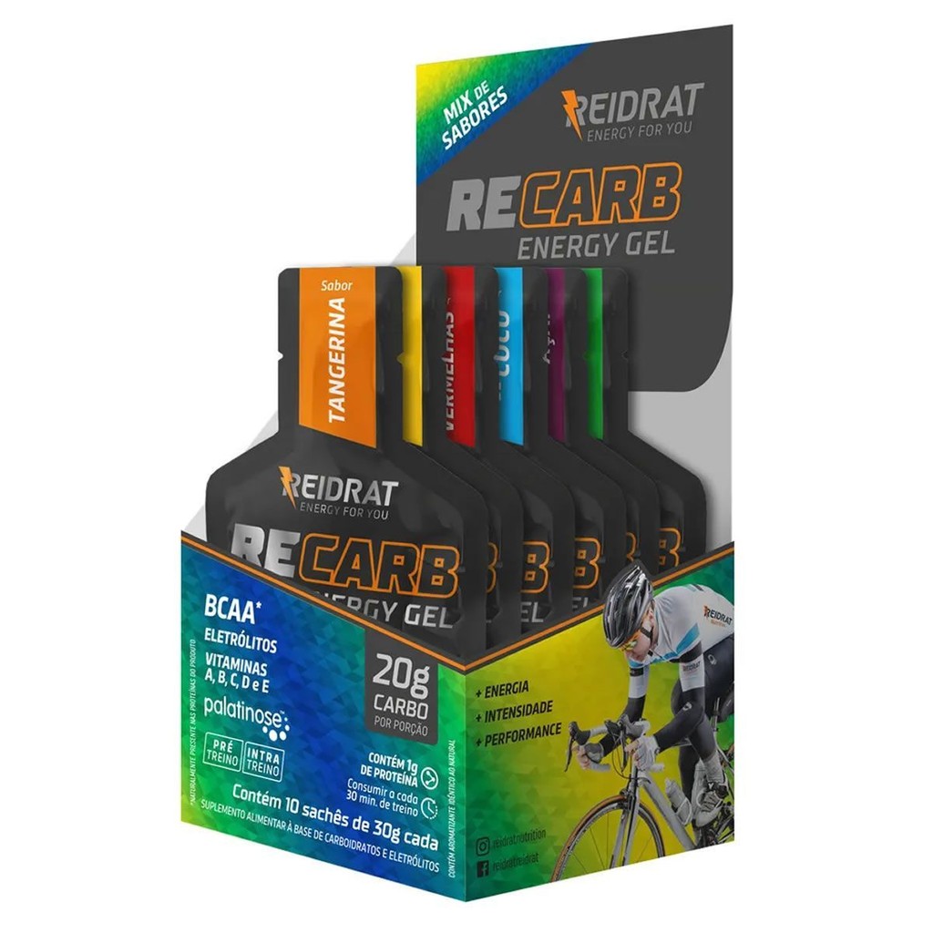 Recarb Energy Gel - 10 Sachês de 30g Mix de Sabores - Reidrat