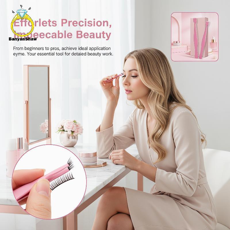 [BANY] Cílios Anti-Sti Matte 45 ° Aplicação Angular Do Chicote Falso Da Espátula Aperto Antiderrapante Para Iniciantes B
