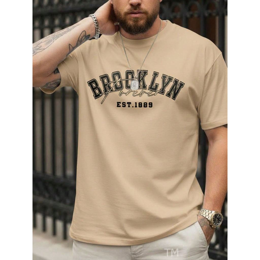 Camiseta Unissex Estilosa Masculina Estampada Brooklyn Forever Street Camisa 100% Algodão 30.1 Academia