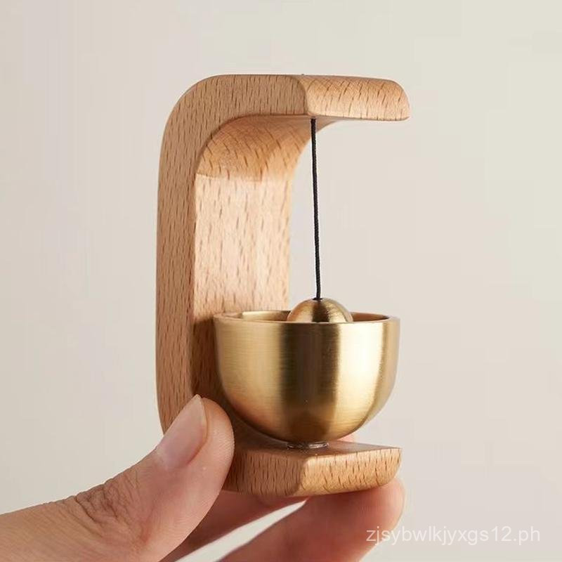 Sino de vento de madeira maciça com ventosa, campainha magnética de 1 peça, decoração de sino vintage, acessório de deco