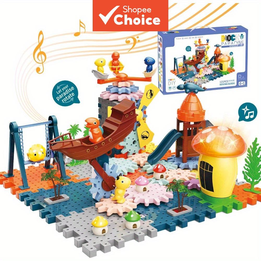 Conjunto de blocos de montar com 101/121 peças de engrenagens grandes - Brinquedos educativos de empilhar para crianças,