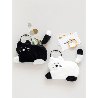 Coreia coreia romana bonito pelúcia Kitty zíper cartão moeda bolsa pingente batom fone de ouvido caixa armazenamento sac