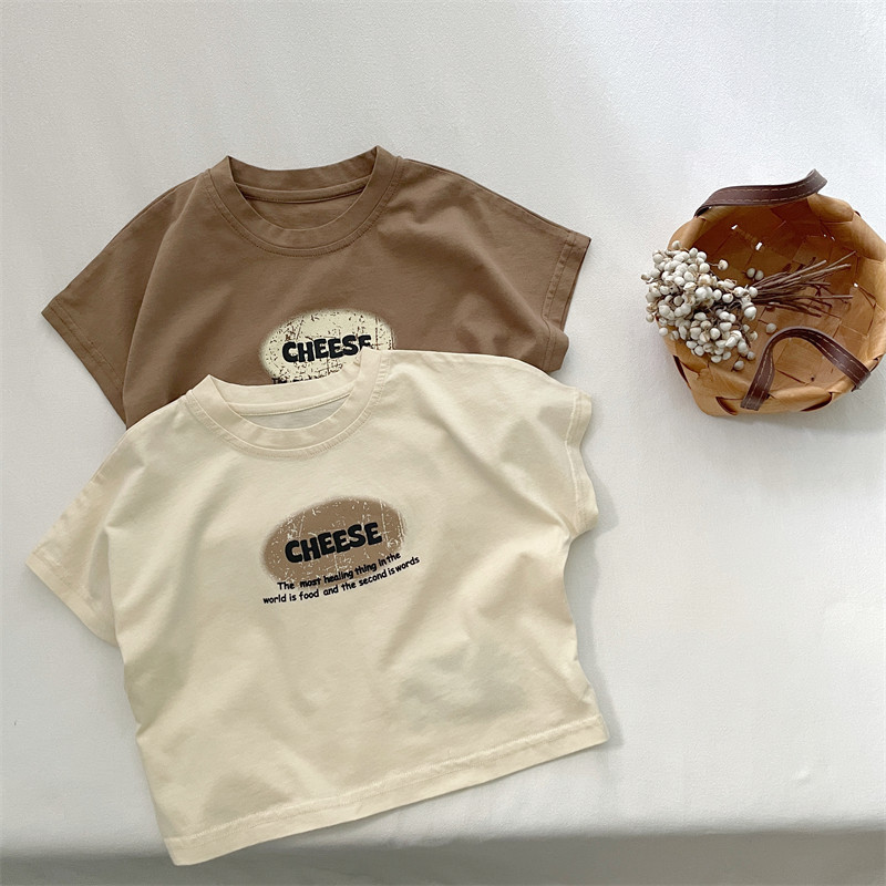 Crianças estilo verão roupas infantis meninos meninas versão coreana solta puro algodão de manga curta camisetas pequena