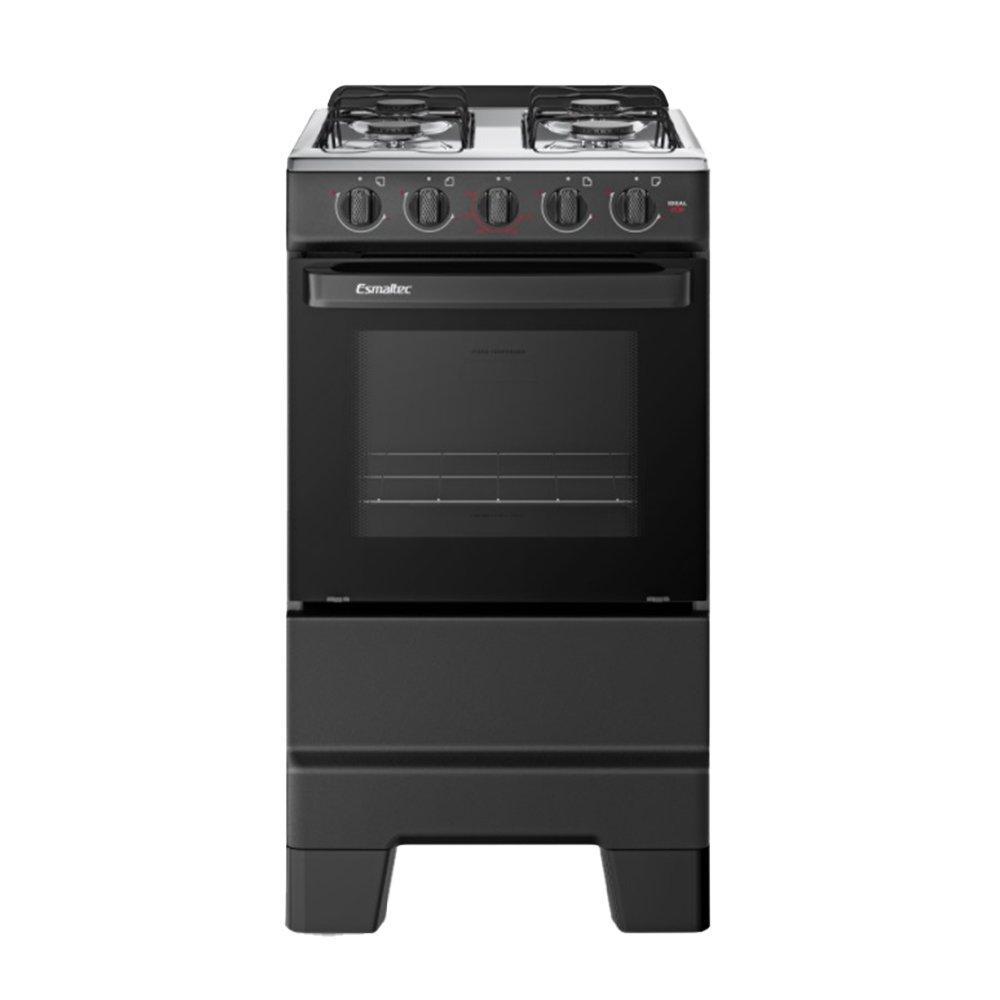 Fogão de Piso Esmaltec 4 Bocas Ideal Pop F4ISP - Acendimento Manual, Preto, Bivolt