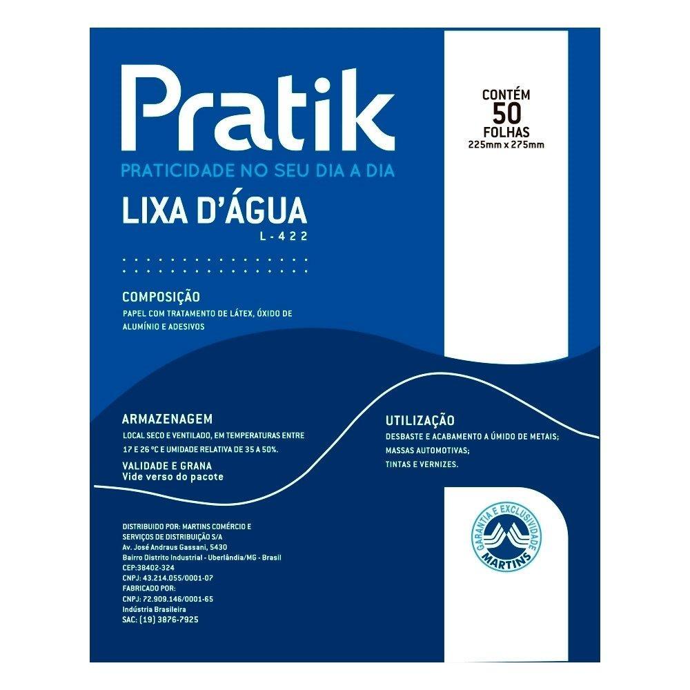 Lixa D'Água Pratik G320 225x275mm - Embalagem com 50 Unidades
