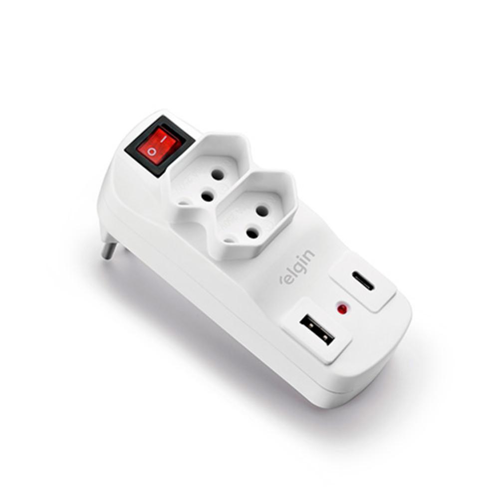 Protetor de Linha - 2 Tomadas 2PeT 10A 2 USB
