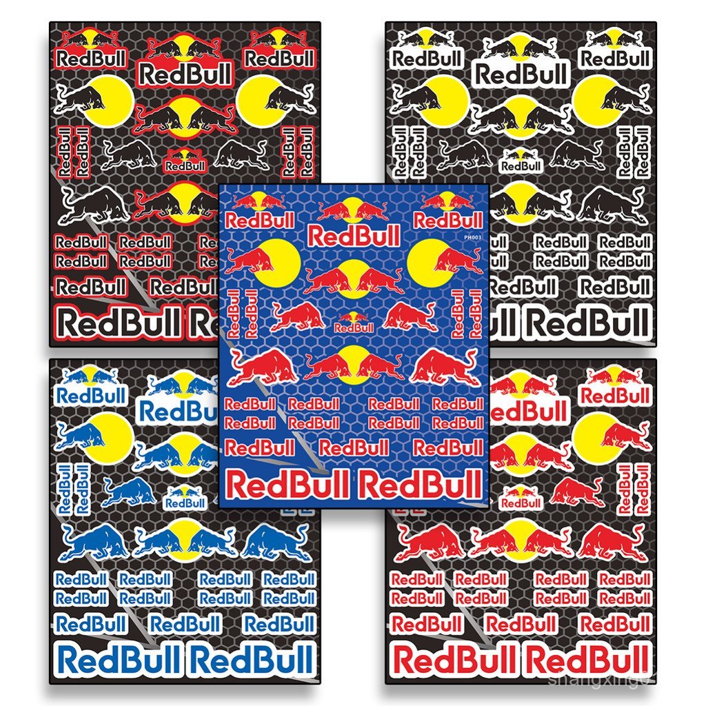 Adesivo Red Bull para decoração de capacete, adesivo refletivo à prova d'água para motocicleta, adesivo de patrocinador
