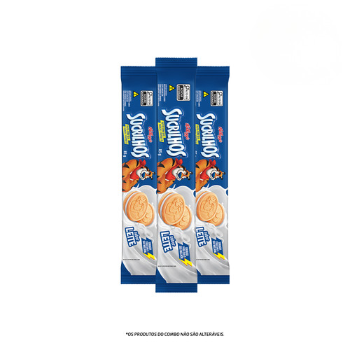 Combo Biscoito Recheado Sucrilhos Leite 85g 3 unidades