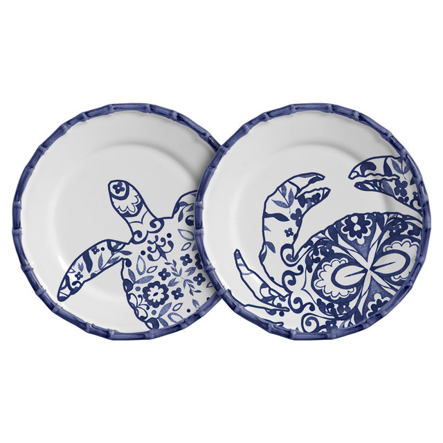Jogo 6 Pratos Sobremesa Cerâmica Dolce Mare Azul