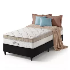 Cama Box Solteiro King Preto + Colchão Molas Ensacadas Pillow In Zidi Houston 96x203x65cm